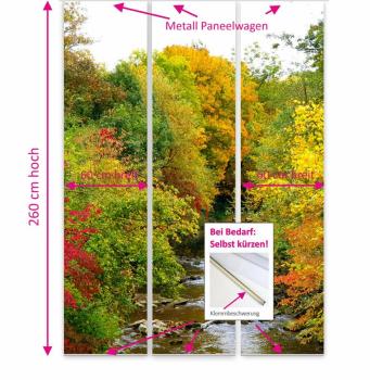 Preview: Herbstbach two Flächenvorhang - 3teiliges Set Flächenvorhang 3er Set, Schiebegardine, Schiebegardinen, blickdicht, Flächenvorhang blickdicht, Schiebevorhang,